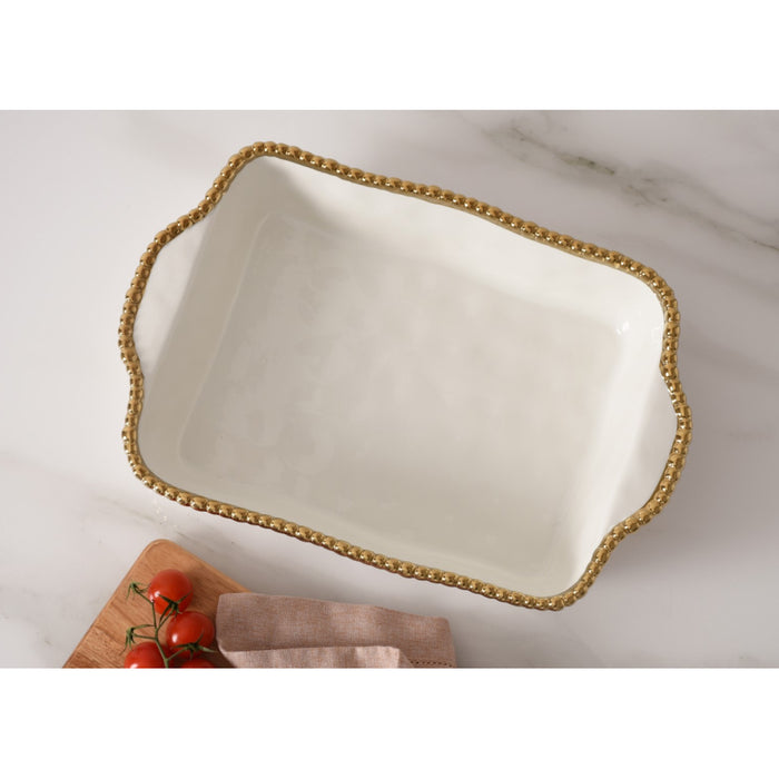 Pampa Bay 11" x 9" Golden Salerno Rectangular Porcelain Baking Dish - CER2658WG