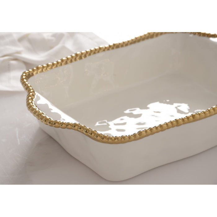 Pampa Bay 11" x 9" Golden Salerno Rectangular Porcelain Baking Dish - CER2658WG