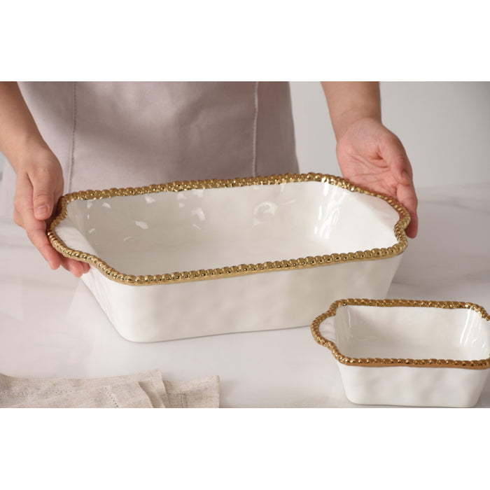 Pampa Bay 11" x 9" Golden Salerno Rectangular Porcelain Baking Dish - CER2658WG