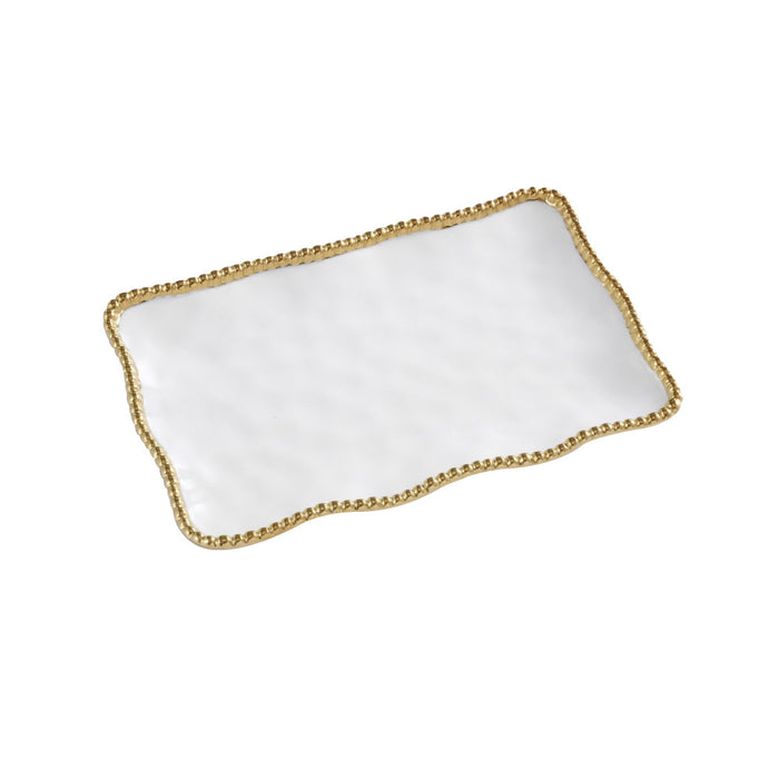 Pampa Bay 11" x 7.5" Golden Salerno Rectangular Porcelain Small Serving Plate - 2/Case - CER2713WG
