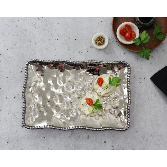 Pampa Bay 11" x 7.5" Verona Silver Rectangular Porcelain Small Serving Platter - 2/Case - CER2713