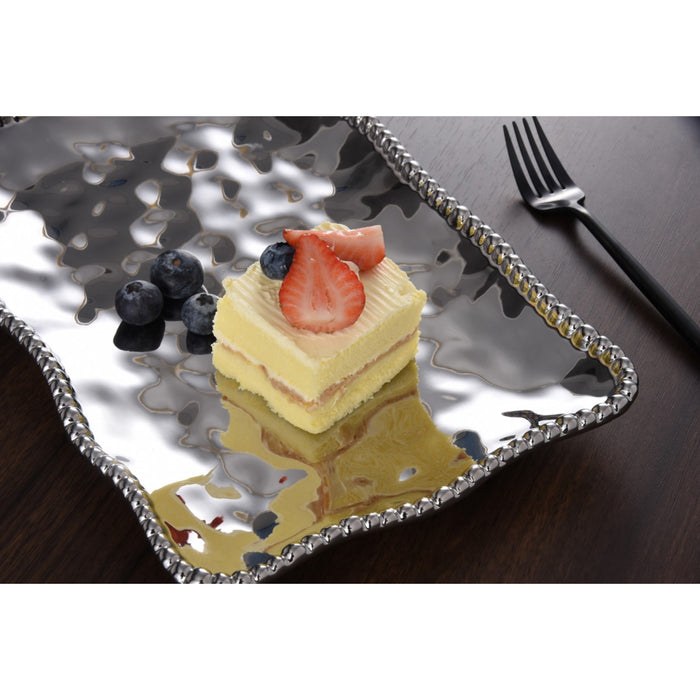 Pampa Bay 11" x 7.5" Verona Silver Rectangular Porcelain Small Serving Platter - 2/Case - CER2713