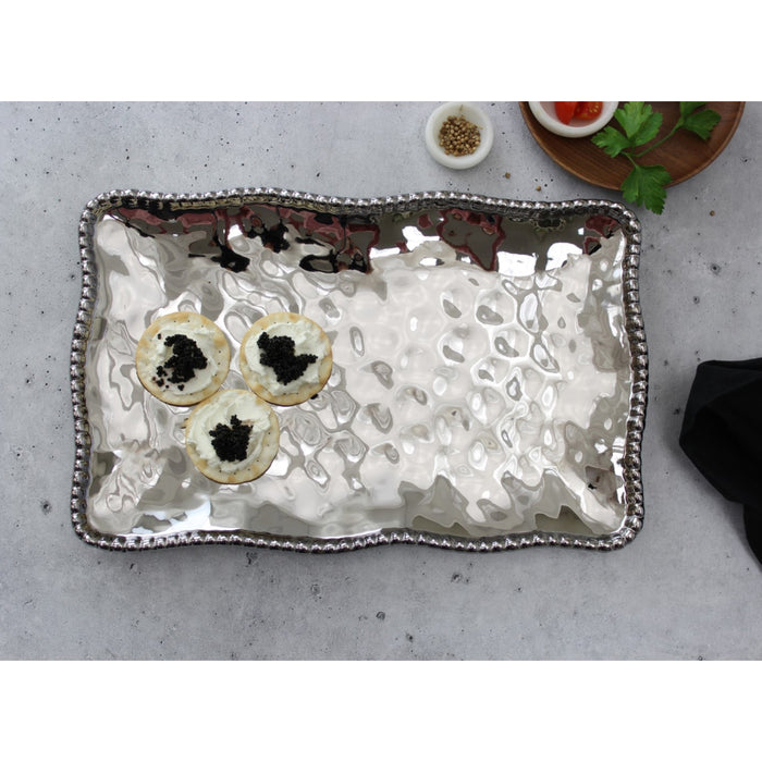 Pampa Bay 14.25" x 9" Verona Silver Rectangular Porcelain Medium Serving Platter - 2/Case - CER2714