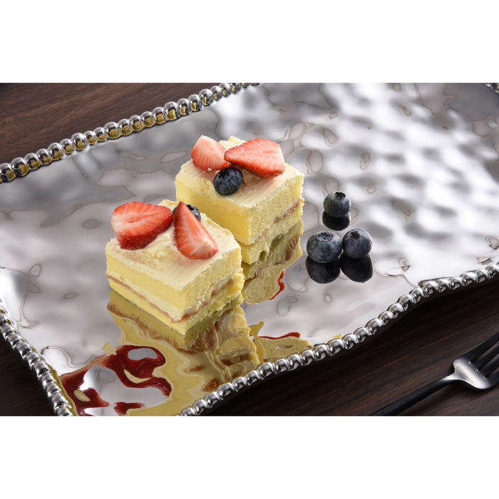 Pampa Bay 14.25" x 9" Verona Silver Rectangular Porcelain Medium Serving Platter - 2/Case - CER2714