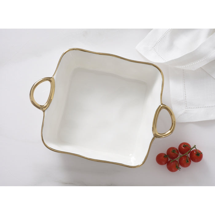 Pampa Bay 8" x 8" Golden Handles Square Porcelain Baking Dish - CER2807WG