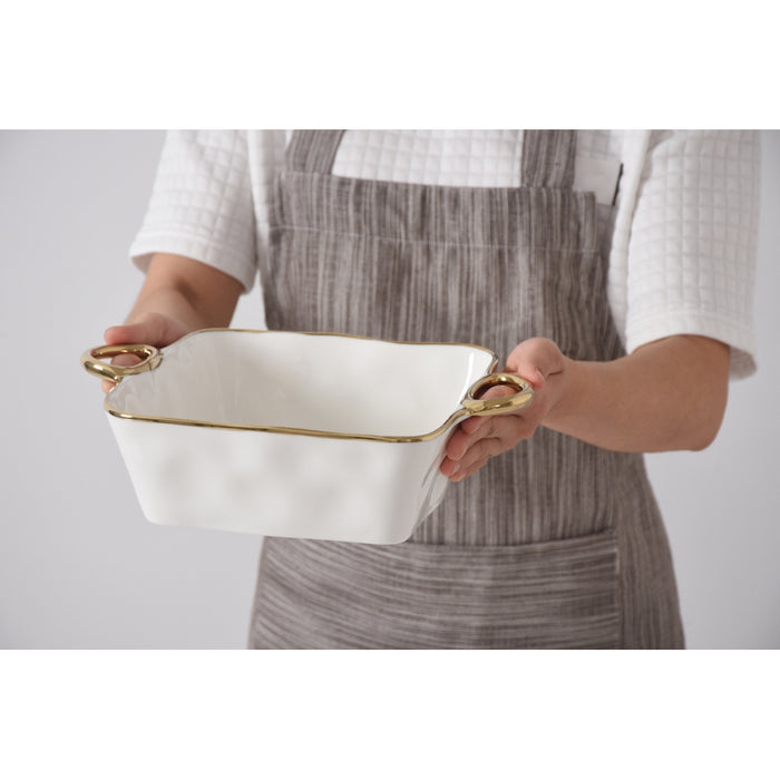 Pampa Bay 8" x 8" Golden Handles Square Porcelain Baking Dish - CER2807WG