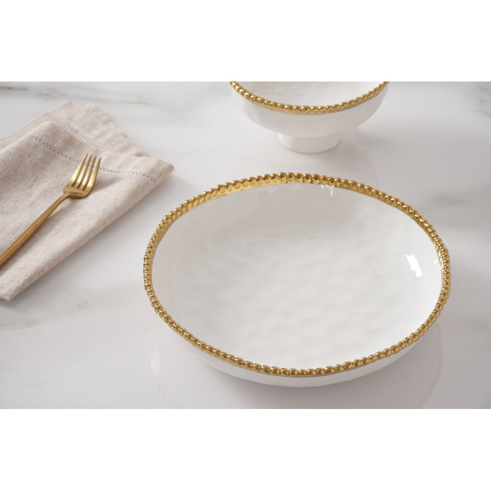 Pampa Bay 10" Golden Salerno Round Porcelain Shallow Bowl - 2/Case - CER2847WG