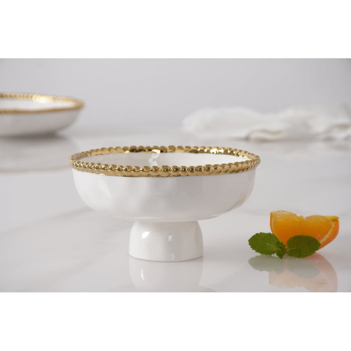 Pampa Bay 6" Golden Salerno Round Porcelain Small Footed Bowl - 2/Case - CER2848WG
