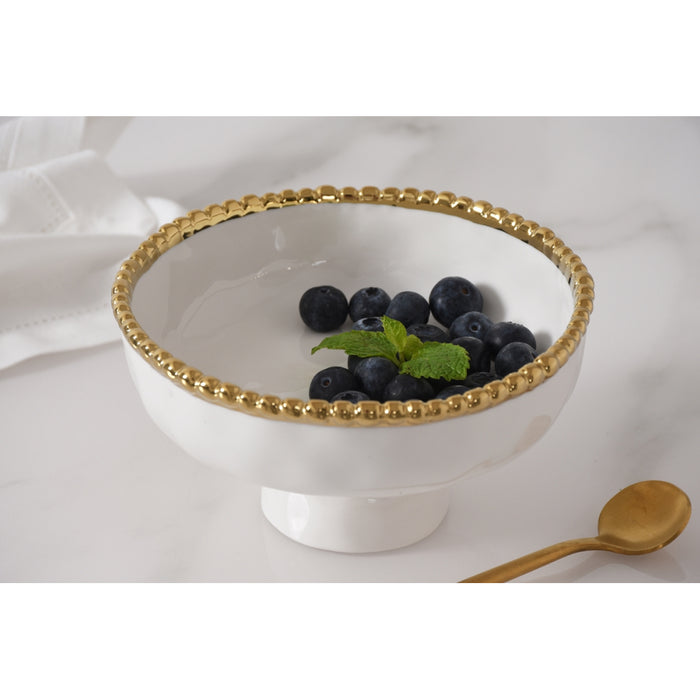 Pampa Bay 6" Golden Salerno Round Porcelain Small Footed Bowl - 2/Case - CER2848WG