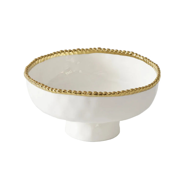 Pampa Bay 8" Golden Salerno Round Porcelain Medium Footed Bowl - 2/Case - CER2849WG