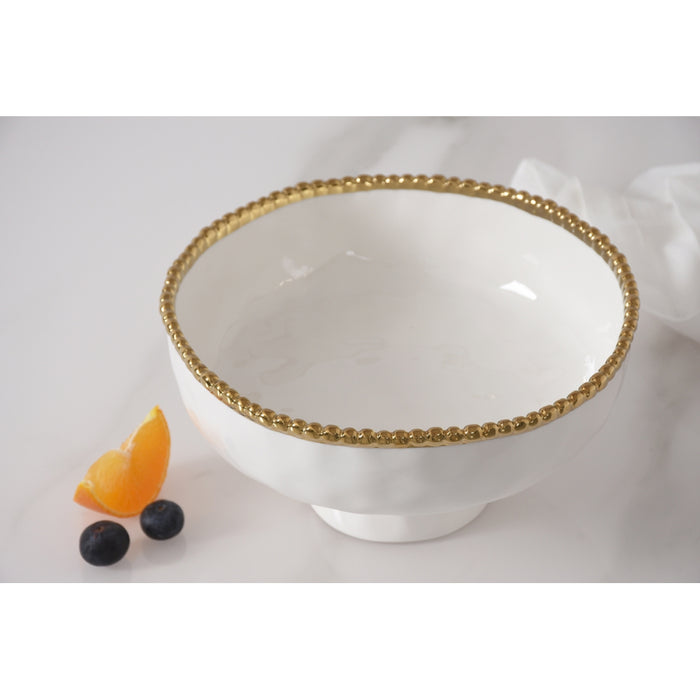 Pampa Bay 8" Golden Salerno Round Porcelain Medium Footed Bowl - 2/Case - CER2849WG