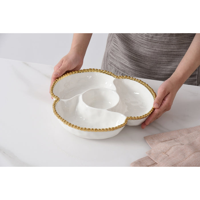 Pampa Bay 4-Section Golden Salerno Porcelain Serving Plate - CER2944WG