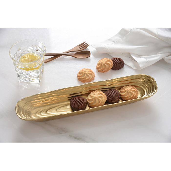 Pampa Bay 14" x 3.5" Dorato Gold Oval Porcelain Deep Serving Tray - 2/Case - DOR2991G