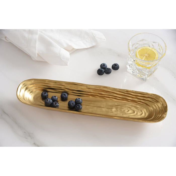 Pampa Bay 14" x 3.5" Dorato Gold Oval Porcelain Deep Serving Tray - 2/Case - DOR2991G