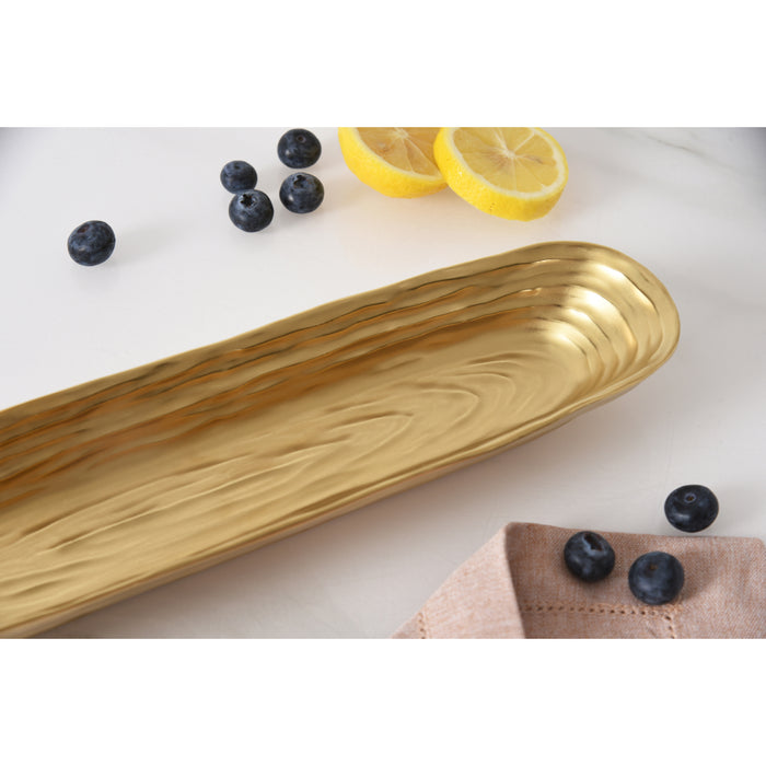 Pampa Bay 14" x 3.5" Dorato Gold Oval Porcelain Deep Serving Tray - 2/Case - DOR2991G