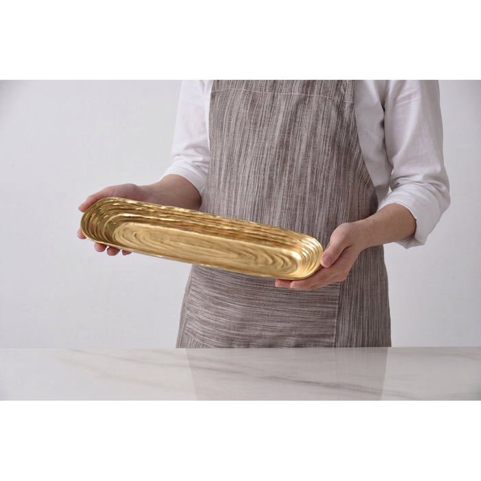 Pampa Bay 14" x 3.5" Dorato Gold Oval Porcelain Deep Serving Tray - 2/Case - DOR2991G