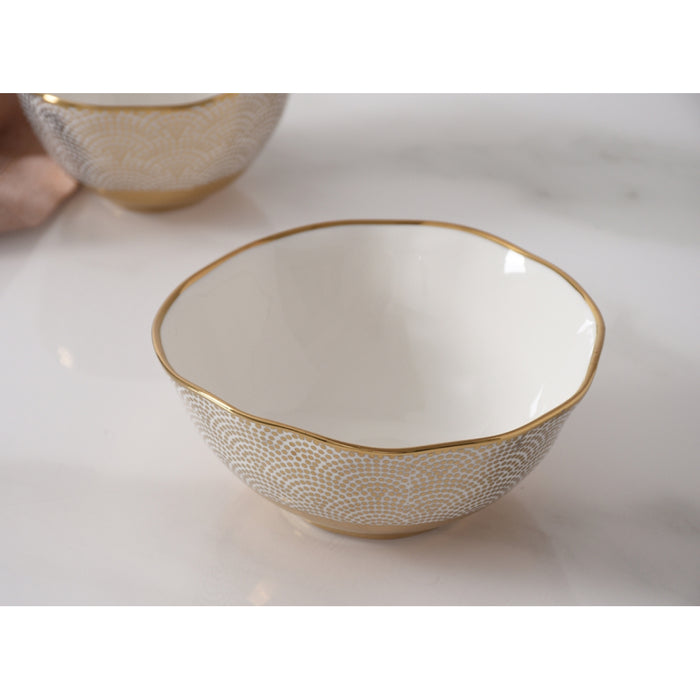 Pampa Bay 6" Sensu White-Gold Round Porcelain Small Bowl - 6/Case - GDD2006