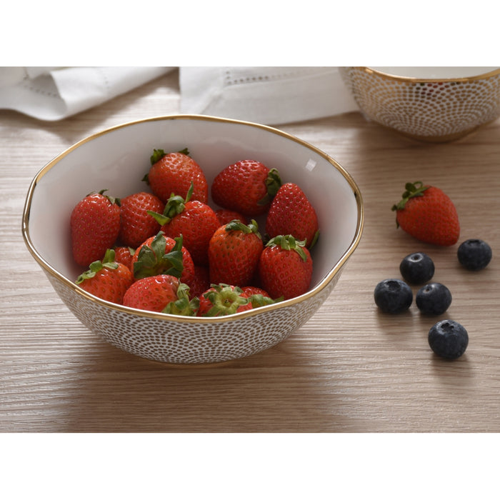 Pampa Bay 6" Sensu White-Gold Round Porcelain Small Bowl - 6/Case - GDD2006
