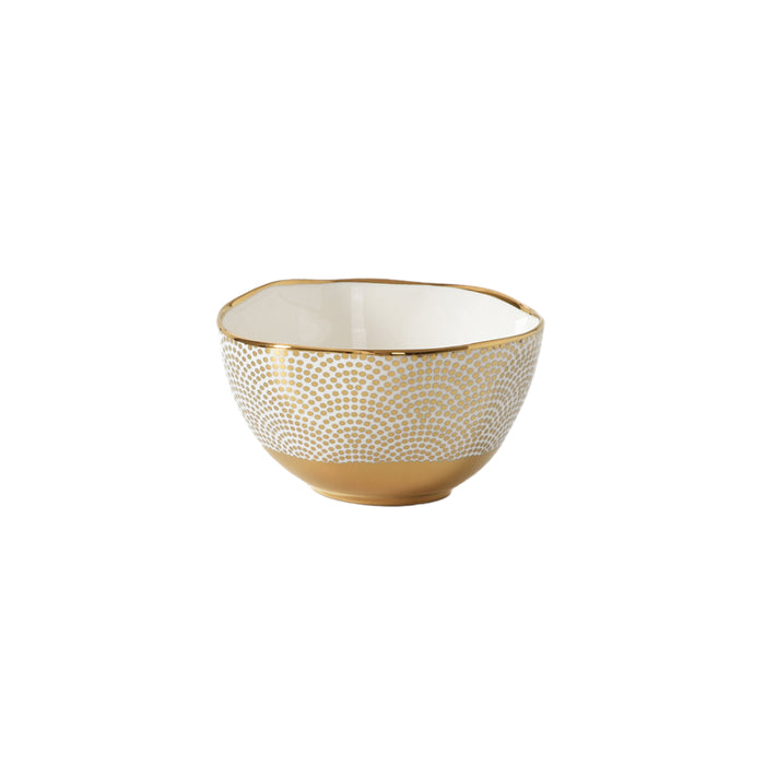 Pampa Bay 4" Sensu White-Gold Round Porcelain Snack Serving Bowl - 6/Case - GDD2007
