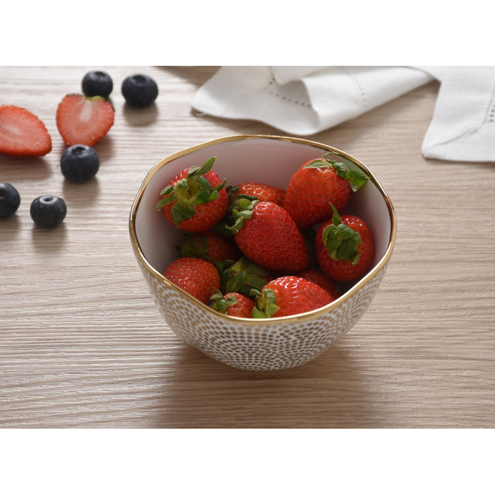 Pampa Bay 4" Sensu White-Gold Round Porcelain Snack Serving Bowl - 6/Case - GDD2007