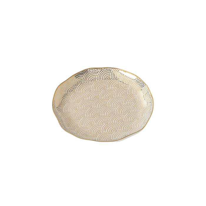 Pampa Bay 6" Sensu White-Gold Round Porcelain Appetizer/Dessert Plate - 4/Case - GDD2010