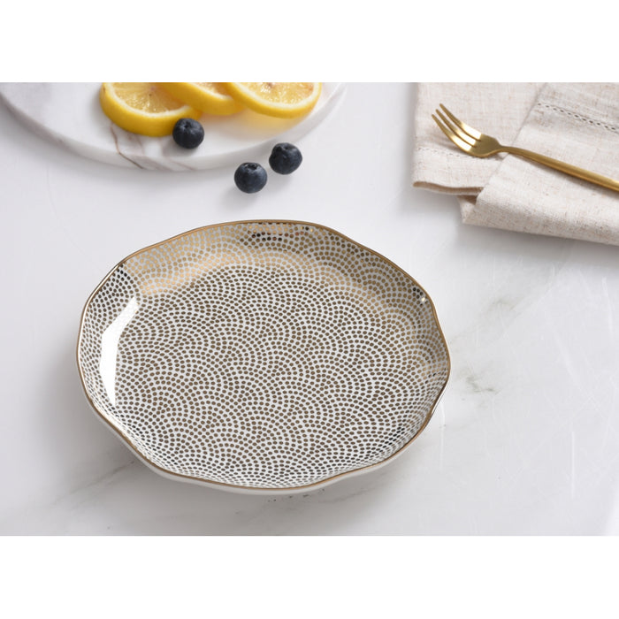 Pampa Bay 6" Sensu White-Gold Round Porcelain Appetizer/Dessert Plate - 4/Case - GDD2010