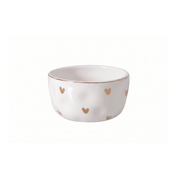 Pampa Bay 3.75" Heart to Heart White-Gold Round Porcelain Snack Bowl - 4/Case - HRT016G