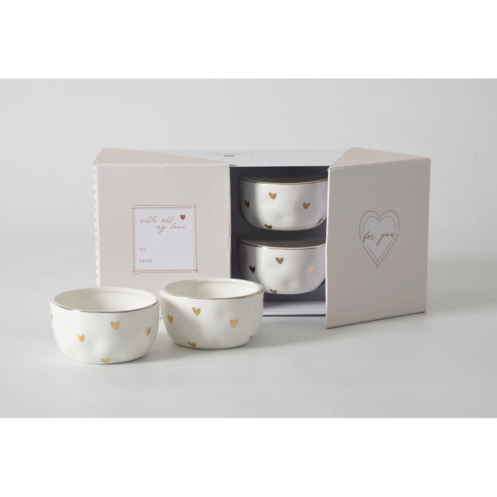 Pampa Bay 3.75" Heart to Heart White-Gold Round Porcelain Snack Bowl - 4/Case - HRT016G