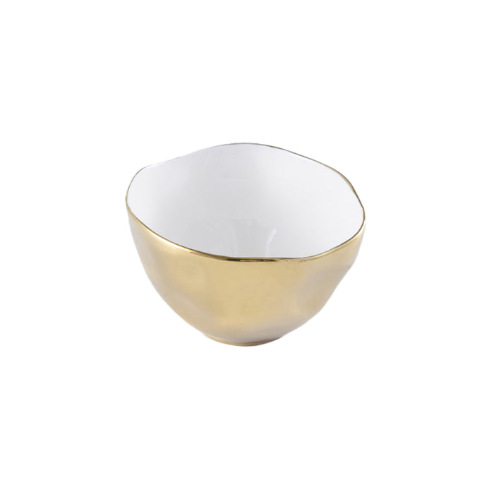 Pampa Bay 6.75" Moonlight White-Gold Round Porcelain Medium Bowl - 2/Case - MON2599WG