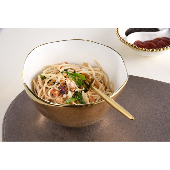 Pampa Bay 6.75" Moonlight White-Gold Round Porcelain Medium Bowl - 2/Case - MON2599WG