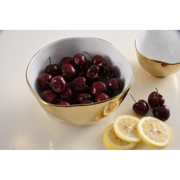 Pampa Bay 6.75" Moonlight White-Gold Round Porcelain Medium Bowl - 2/Case - MON2599WG