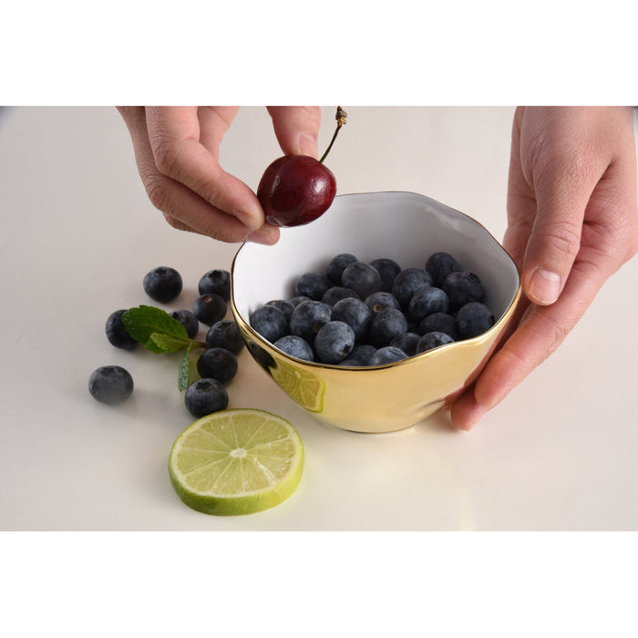 Pampa Bay 4.5" Moonlight White-Gold Round Porcelain Snack Bowl - 6/Case - MON2601WG