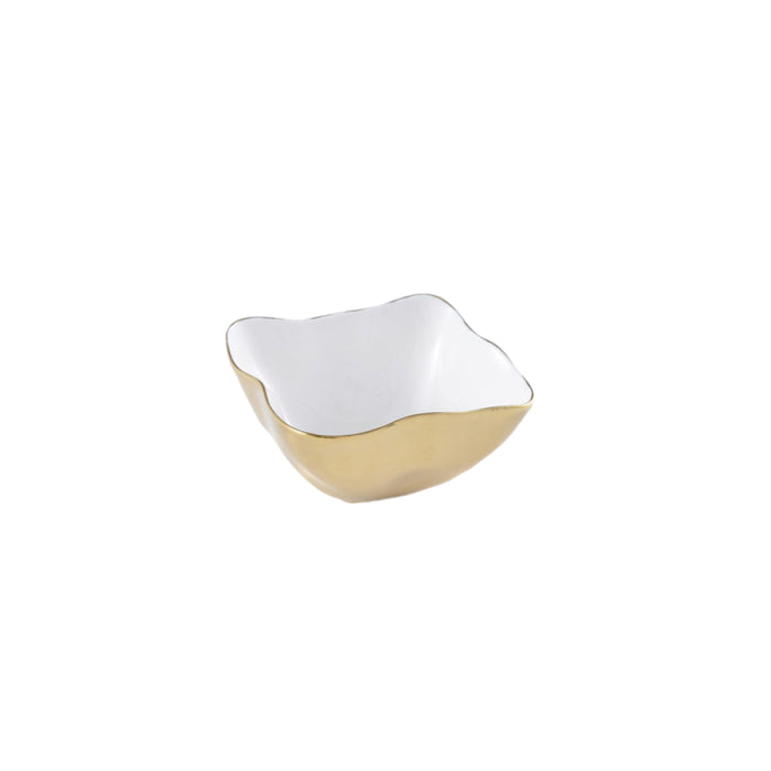 Pampa Bay 5" x 5" Moonlight White-Gold Square Porcelain Snack Bowl - 6/Case - MON2604WG