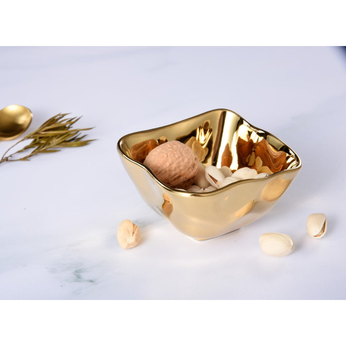 Pampa Bay 3.25" x 3.25" Moonlight Gold Square Porcelain Mini Serving Bowl - 8/case - MON2686G
