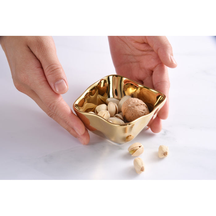 Pampa Bay 3.25" x 3.25" Moonlight Gold Square Porcelain Mini Serving Bowl - 8/case - MON2686G