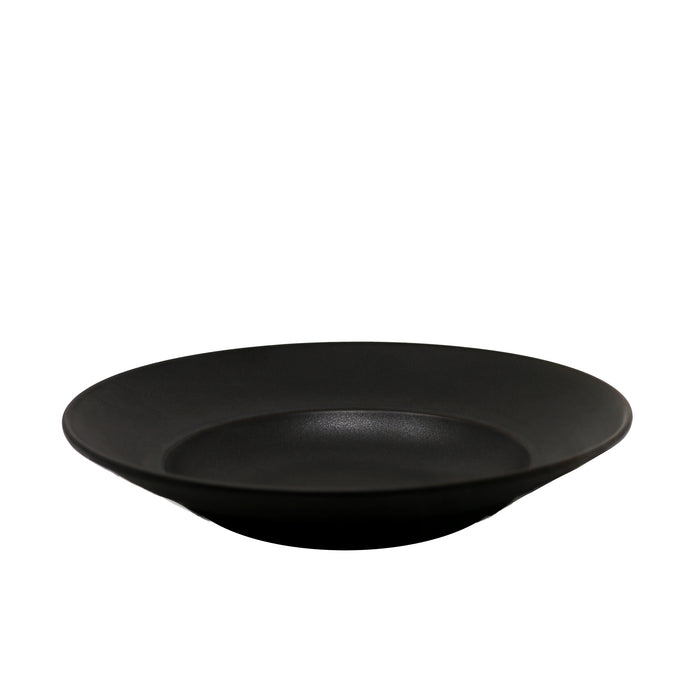 Nella 12" Black Round Porcelain Pasta Plate - 6/Case - PB01 BLACK