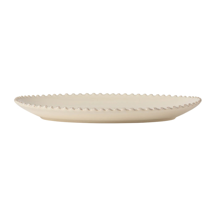 Costa Nova 13.5" x 9.75" Pearl Cream Oval Stoneware Serving Plate - PEA331-CRM