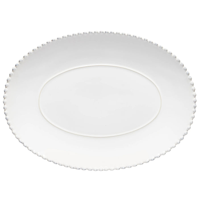 Costa Nova 16" x 11.75" Pearl White Oval Stoneware Serving Platter - PEA401-WHI
