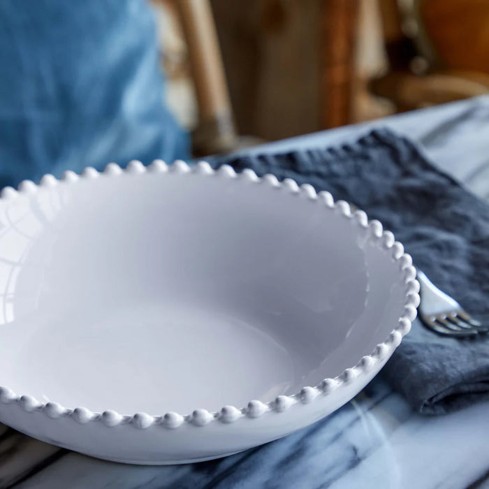 Costa Nova 9.25" Pearl White Round Stoneware Soup/Pasta Bowl - PEP231-WHI