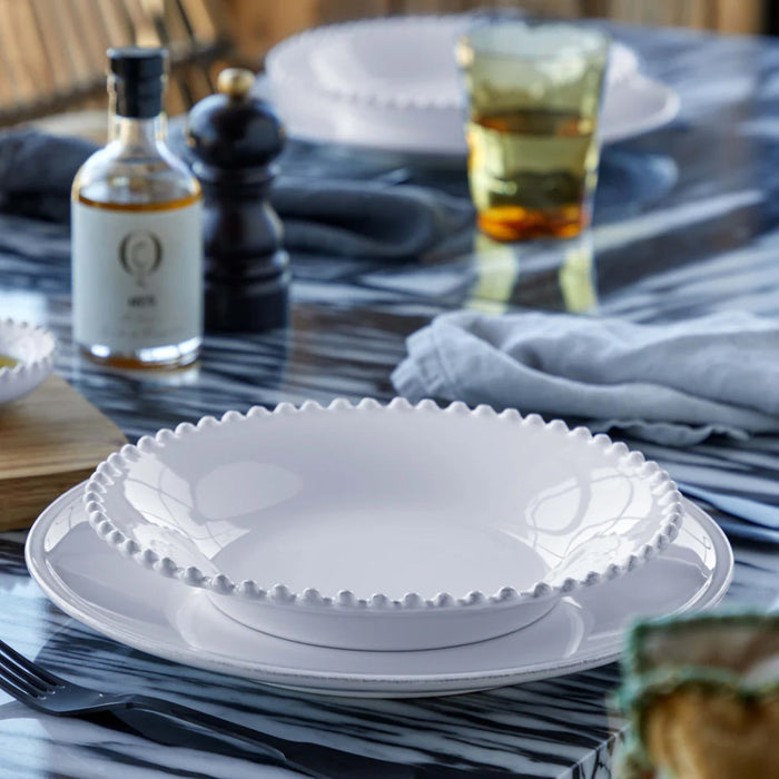 Costa Nova 9.5" Pearl White Round Stoneware Soup/Pasta Plate - PEP241-WHI