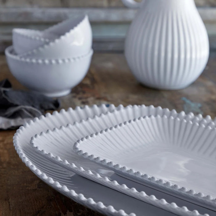 Costa Nova 12" x 8.25" Pearl White Rectangular Stoneware Medium Serving Plate - PER302-WHI