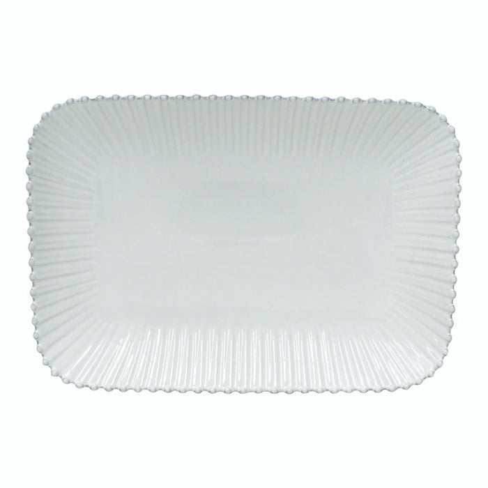 Costa Nova 15.5" x 11" Pearl White Rectangular Stoneware Large Serving Platter - PER403-WHI