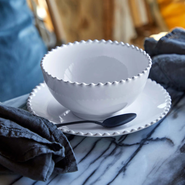 Costa Nova 6.5" Pearl White Round Stoneware Soup/Cereal Bowl - PES161-WHI