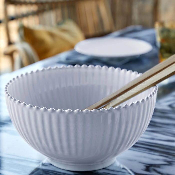 Costa Nova 10.5" Pearl White Round Stoneware Serving Bowl - PES271-WHI