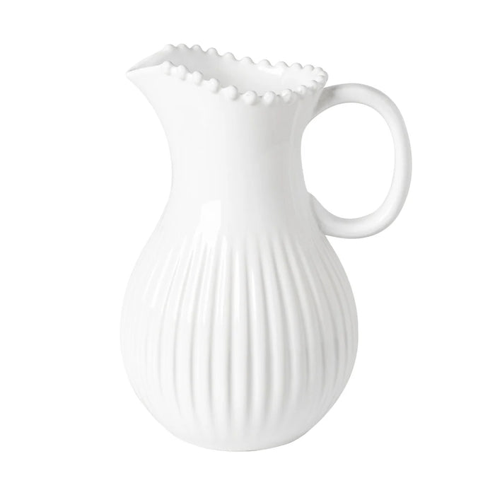 Costa Nova 87 Oz. Pearl White Stoneware Pitcher - PEZ271-WHI
