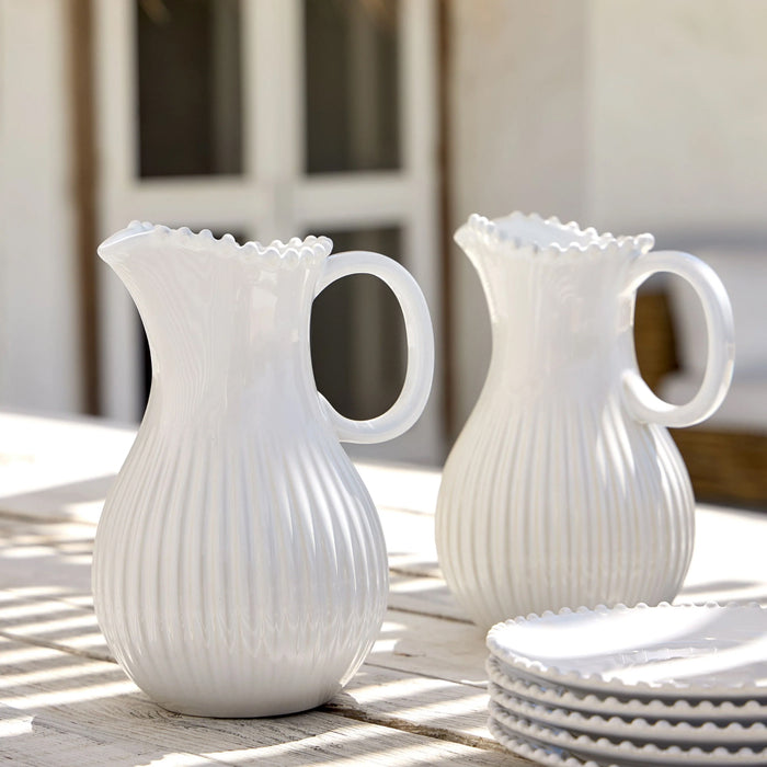 Costa Nova 87 Oz. Pearl White Stoneware Pitcher - PEZ271-WHI