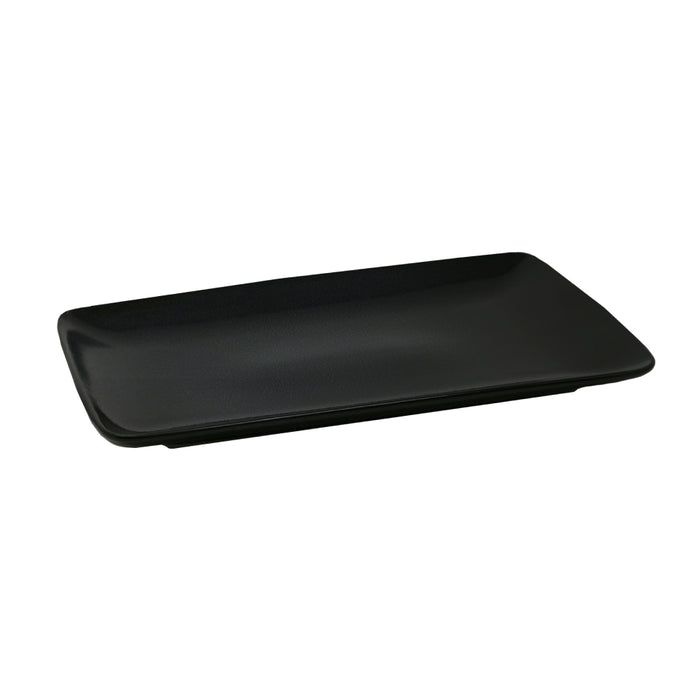 Nella 11.8" x 8.9" Moon Black Rectangular Porcelain Carpaccio Plate - CAR-30 MOON