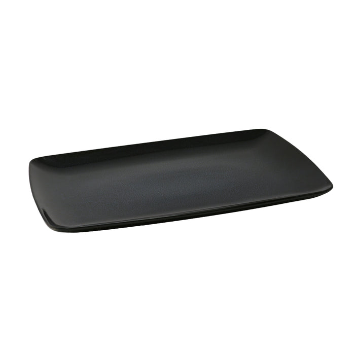 Nella 13.8" x 9.8" Moon Black Rectangular Porcelain Carpaccio Plate - CAR-35 MOON
