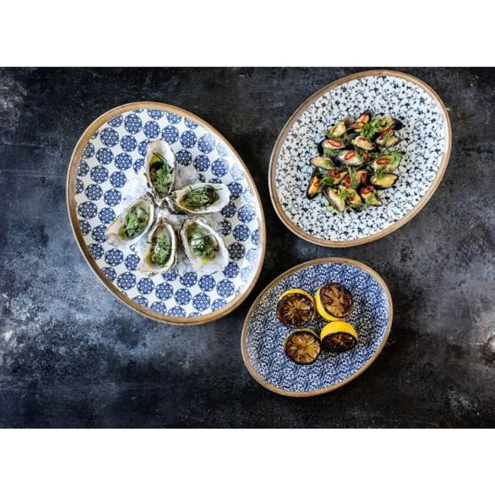 Bonna Calif 11.25" x 9.5" Moove Oval Porcelain Flat Plate - 12/Case - CLFMOV31OV