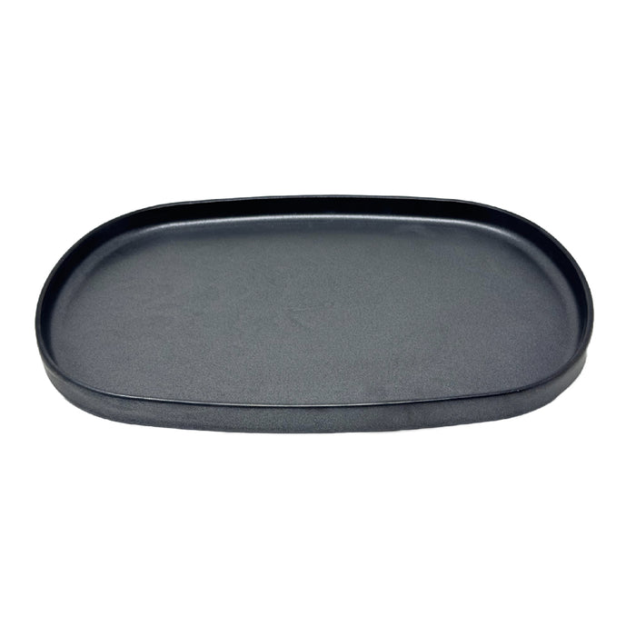 Nella 13.25" x 8.50" Black Oval Porcelain Plate - ELPS34 BLACK